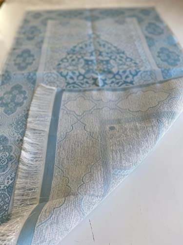 Muslim Prayer Rug and Beads with Elegant Slub Fabric Bag | Janamaz | Sajadah | Soft Islamic Prayer Rug | Islamic & Mawlid Gifts | Prayer Carpet Mat, Taffeta Fabric (Blue, 20 Sets) - color: Blue, size: 20 Sets