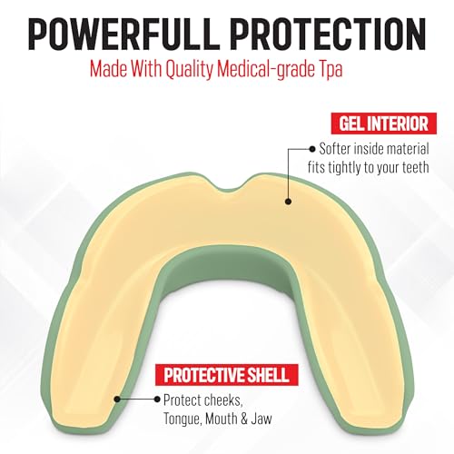 Basic Sports Mouthguard for Boxing, MMA & Football | Boil-and-bite fit with ventilated case - color: Basil