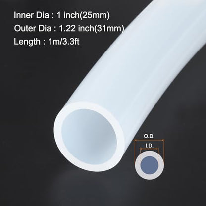 1m(3.3ft) 25mm(1") ID x 31mm(1.22") OD Silicone Tubing Clear Industrial Plastic Tubing Pure Silicone Hoses for Pump Siphoning Draining Irrigation Brewing - color: Clear, size: 1" x 1.22"