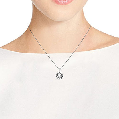 AeraVida Round Allah Symbol or Islamic God .925 Sterling Silver Pendant Necklace | Elegant Religious Sterling Silver Jewelry