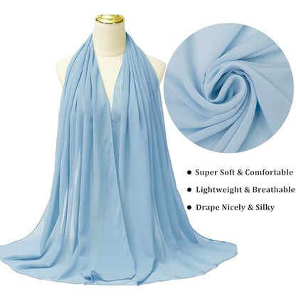 Chiffon Shawls and Wraps - Lightweight Scarve for Women Evening Dresses Wedding Bridal Formal Party - color: K-light Blue