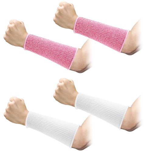 REDANHA Arm Protection Sleeves Level 5 Protection Cut Burn Resistant Sleeve Anti Abrasion Forearm Cover Protector - color: Pink,white