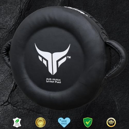 Mytra Fusion Boxing Round Pad Kickboxing Coach Training Punching Focus Mitts for Martial Arts, MMA & Muay Thai, Strike Boxing Focus Pads for Speed, Focus & Accuracy - color: Black