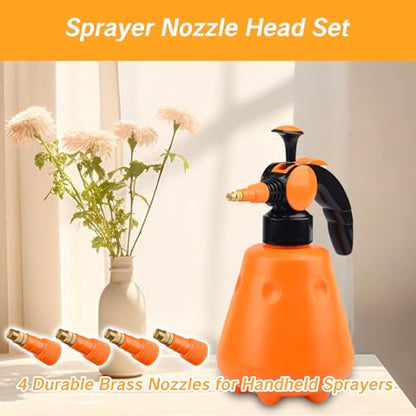 4 Pack Pump Sprayer Nozzle Tips Replacement Caps for Garden Sprayer Brass Core Gear Mister Spray Bottle Nozzles Fits 1.5L 2L 3L 0.5 Gallon Tank Replacement Cap for Water Spraying