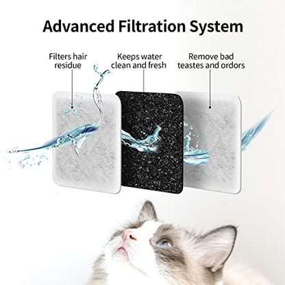 Pet Fountain Charcoal Water Filter Replacement, Dog Cat Water Bowl Filter Pet Water Filter Fit for Gravity Waterer Bowls Pack of 8