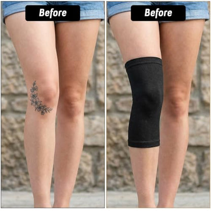 2 Pairs Tattoo Cover up Sleeve, Forearm Concealer Support | Tattoo Aftercare UV Protection over Sleeve Elbow Sleeves for Women Men - color: Black, Nude