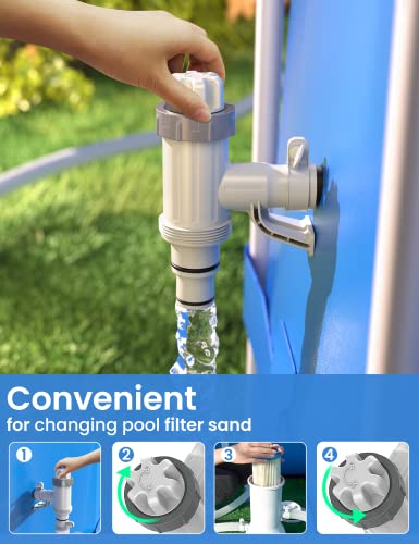 Above Ground Swimming Pool Hose Adapter with Plunger Valve and Pipe Holder - Replacement Parts for Pool Pump System (Round Top 2 PACK) - style: Round Top 2 PACK