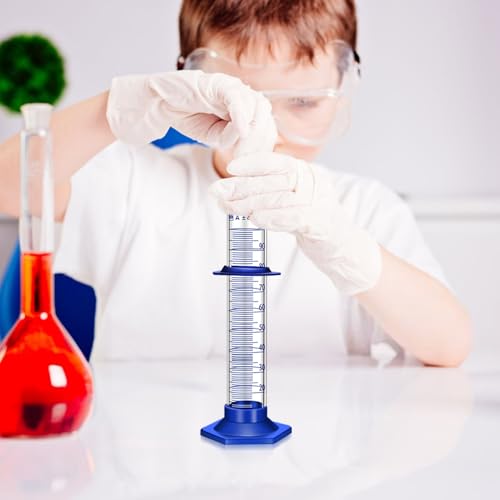 Thick Glass Graduated Cylinder Measuring Liquid Lab Cylinders with Anti-Falling Plastic Base and Bumper Guards and Glass Dropper (Glass, 500ML) - size: 500ML