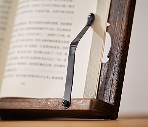 Book Stand with Page Clips, Foldable Reading Rest Holder, Portable Desk Bookrest, Cookbook/Tablet PC/Music Document Stand, Adjustable Wood Reading Frame (Chinese Knot, 11.8 x 8.7 inches) - color: Chinese Knot, size: 11.8 x 8.7 inches