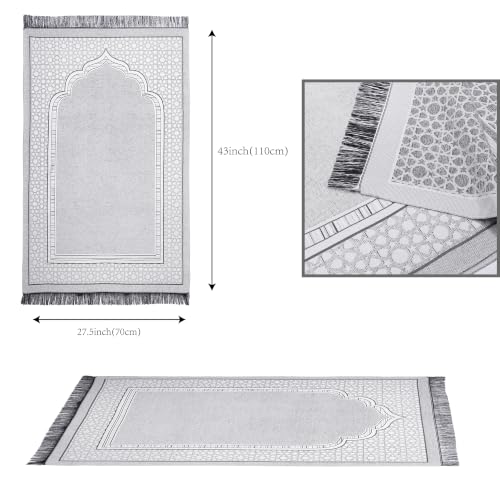Islamic Prayer Rug Elegant Masjid Pattern Thin Mat Muslim Portable Blanket Ramadan Eid Gift Rug Turkish Prayer Carpet - Light Grey 1pc - color: 1pc Light Greyc