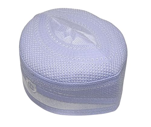 Al-Ameen Muslim Gift Muslim Kufi Hat for Men AMN-004 Islam Cap Unique Design Beanie Round Topi Headwear Ramadan Eid Gift - color: White, size: XX-Large