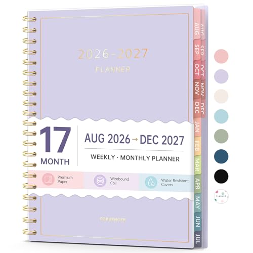 Aug 2026 - Dec 2027 Planner, Forvencer 17 Month Academic Planner 2026-2027, 6.3" x 8.4", Calendar Planner Weekly and Monthly, Daily Agenda Book, College School Supplie for Student Teacher, A5, Purple - color: Purple, size: 6.3" X 8.4"