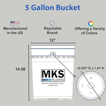 5-Gallon Bucket with Airtight Lid – Made in USA, Food Grade BPA Free Plastic, Heavy Duty Multi-Use, Metal Handle with Grip, Stackable Storage – Red, 1 Pack - color: Red, size: 1