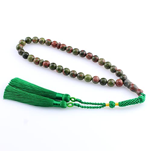 Muslims Islamic Dhikr 33 Tasbeeh Tasbih Prayer Beads, Flower Agate Beads with Tassel