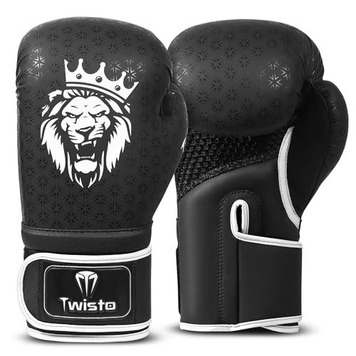 Twisto Boxing Gloves Black Rox - Pro Training & Sparring, Maya Hide Leather, Muay Thai, MMA, Kickboxing, Men, Women, Adults, Heavy Punching Bag, Focus Mitts, Pads,10oz 12oz 14oz 16oz - color: White, size: 10 oz
