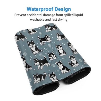 Office Home Gaming Mouse Pad Husky Puppies Snowflakes Dogs Snowflake, Large Size Waterproof Desktop Keyboard Cushion Mat - color: Pattern (157), size: 29.5L x 15.8W inches