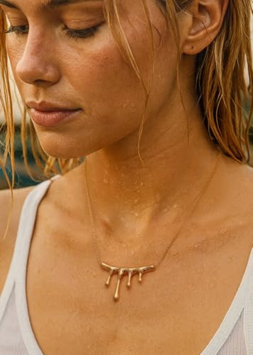 POTESSA 18K Gold Plated Pendant Necklace Medallion Coin Heart Y Shaped Chain Toggle Necklace for Women Jewelry - color: Golden Waterdrop