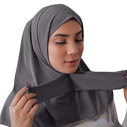 AIBEARTY Women Fashion Instant Muslim Turban Hijab with Snap Fastener Breathable Headscarf Bonnet Cap Turban Hat Shawl - color: Modal Grey -3 Buttons
