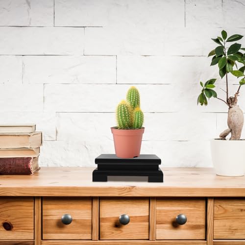 GANAZONO 2 Pcs Square Base Cupcake Toppers Pots for Indoor Plants Asian Decor for Home Wooden Planter Holders Chinese Display Stand Handbag Display Stand Fish Tank Holder Wooden Rack