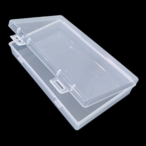 6 Pieces Rectangular Empty Mini Clear Plastic Organizer Box | 155 x 92 x 30 mm, Hinged Lids, For Small Items, Craft Projects - size: 155 x 92 x 30 mm