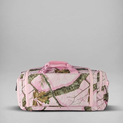 WOLFpak 30L Perfect Duffle Bag (Realtree APX Flushing Pink) Tactical Gym Bag Hardshell Base 1000D Waterproof Travel Carry On with Shoe Compartment, Dual Cup Holders, Laptop Sleeve & Molle Straps - color: Realtree APX Flushing Pink