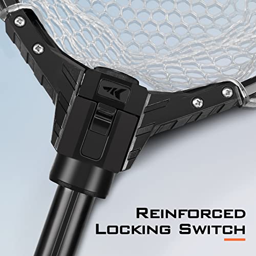 KastKing Brutus Fishing Landing Net with Extendable Handle | UP to 31in/45in/75in, Silicone & PVC Mesh, Lightweight Aluminum Frame, Non-Slip EVA Handle, Holds up to 44lbs - size: 31" Total Length(not extendable), style: Silicone Net