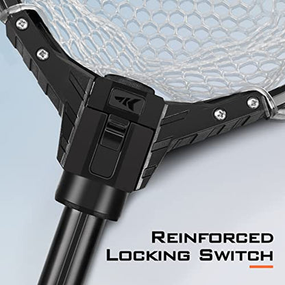 KastKing Brutus Fishing Landing Net with Extendable Handle | UP to 31in/45in/75in, Silicone & PVC Mesh, Lightweight Aluminum Frame, Non-Slip EVA Handle, Holds up to 44lbs - size: 31" Total Length(not extendable), style: Silicone Net