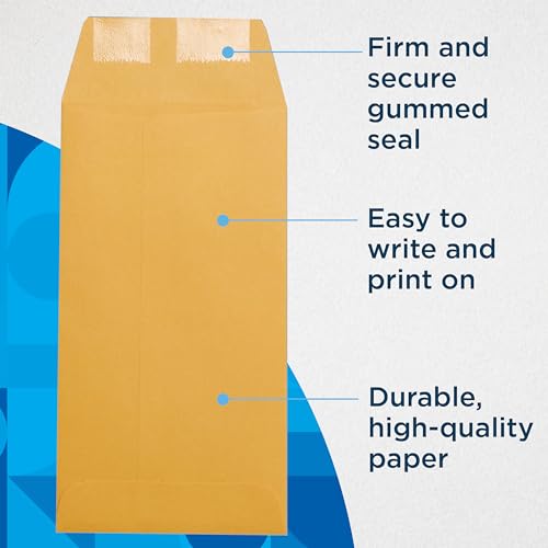 Guardian #7 Paper Coin Envelopes - Made in America with Gummed Flaps, Pack of 500 Blank Cash Envelopes for Coins, Receipts, Seeds, Small Parts Storage, and More, 3 ½ x 6 ½ Inches, Brown - color: Brown