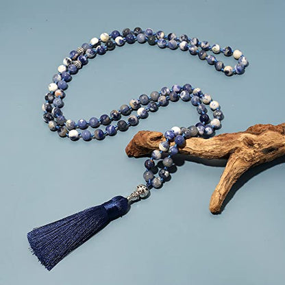 Tasbih Prayer Beads Allah & Muhammad Islamic Prayer Rosary Muslim Islam Misbaha Tasbeeh Sibha 99 Prayer Beads Necklace 33 Prayer Beads Bracelet - color: 8mm Flower Sodalite+99beads