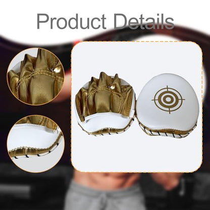 Curved Focus Punching Mitts Hand Professional 16x17x4.5cm Punch Pads PU Leather - color: Golden