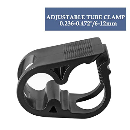 6 Pcs Plastic Tubing Clamps, 0.236-0.472 Inch, Black | Adjustable Tube Clamp, 6-12 mm, Flow Control Hose Clamp, Laboratory Pinch Valve, Syphon Pipe Clamp