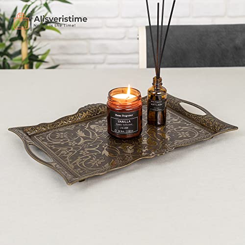 Alisveristime Big Square Zamac Serving Tray, 14.5 x 9.85 in (Antique Green) - color: Antique Green