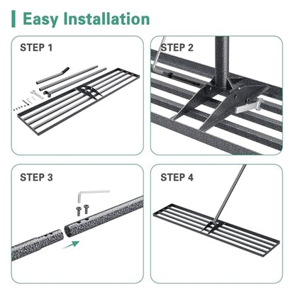 Lawn Leveling Rake 45"x10", Heavy Duty Rakes for Lawns with Anti-Rust Coating & Adjustable Handle, Effort-Saving Lawn Leveler for Yard Garden Farm Golf Course Lawn Care - size: 45"x10"