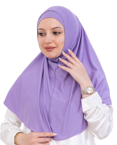 Prien Instant Hijab For Women, Muslim Long Scarf, Undercap Turban Set, Turkish Islamic Clothing, Prayer Clothes For Abaya - color: Lilac