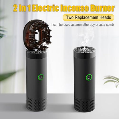Electronic Incense Burner Electric Aroma Diffuser Fragrance Arab Bakhoor Arabian Incense Holder Censer for Outdoor, Household, Desktop, Office, Grey - color: Gray
