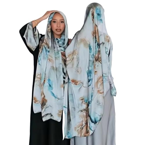 RARITYUS Silky Satin Hijab Scarf for Women Watercolor Floral Printed Muslim Hijab Head Wrap Fashion Long Scarves Shawls at Amazon Women’s Clothing store