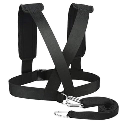 Sled Harness for Exercise, Adjustable Nylon Running Resistance Training Vest with Shoulder Pads for Football Basketball Strength Building, Black