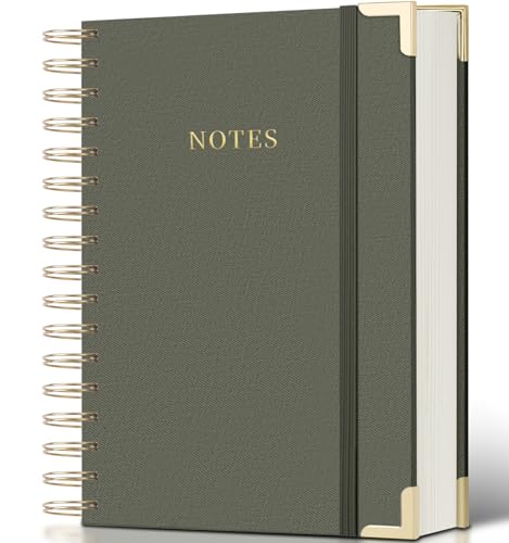 Spiral Notebook Journal, 328 Pages Linen Hardcover College Ruled Notebook, Lined Thick Journals for Women Men, A5 Thick Spiral Journal for Writing, 100GSM Paper, Cute Notebooks for Work School - color: B-Green, size: A5(5.8INCH×8.3INCH)