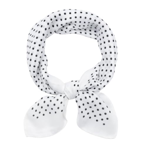Neck Scarf for Women, 27.5 Inches Polka Dot Scarf Lightweight - color: White