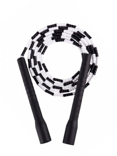 YUEDONG Soft Beaded Jump Rope for Teens & Adults, World Champion Luke Boon Collaboration, Adjustable Freestyle Jump Rope with 20cm Long Handles, Tangle-Free TPU Beads for Rhythm Training, Fitness Workout & Tricks | Luke Boon collaboration, soft TPU beads,