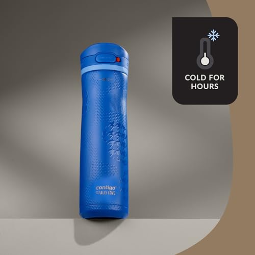 Contigo x Ally Love Jackson Chill 2.0, Stainless Steel, Spill Proof Water Bottle with AutoPop Lid, BPA Free, 24oz, Stellar Jay - color: Stellar Jay, size: 24oz (Pack of 1), style: Ally Love