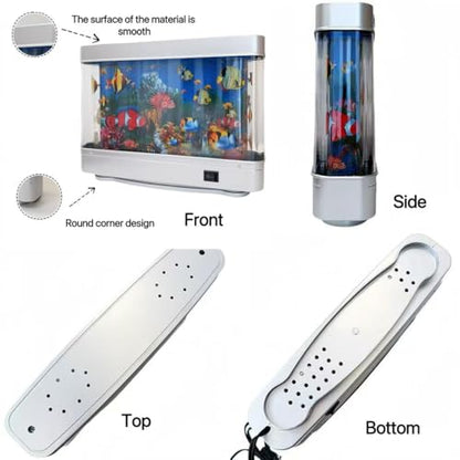 Fake Fish Tank Lamp - Moving Aquarium Night Light with Virtual Ocean Effect, 80s Retro Design for Adult Relaxation, Frutiger Aero Artificial Aquarium Decorative Lamp (US Plug)
