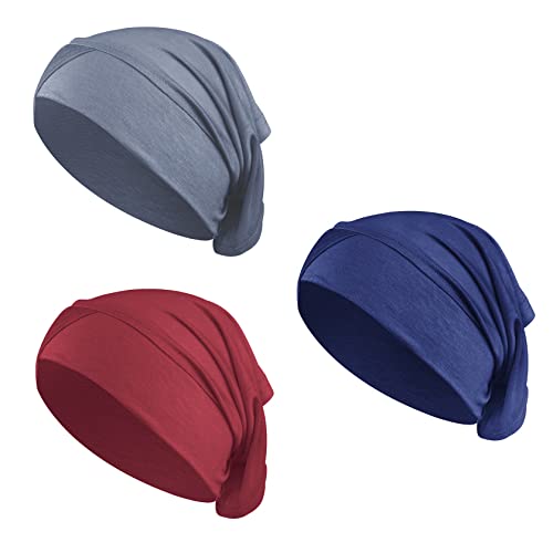 PURFUN 3 Pcs Muslim Inner Hijab Caps Women Solid Color Under Hijab Caps Stretchy Breathable Full Cover Undercap Tube Bonnet - color: Red+navy+grey