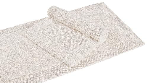 Bedding Craft Bathroom Bath Mat Rug – 100% Cotton, Reversible, Water Absorbent, Machine Washable, Soft Bathmat for Tub Side, 17x24 Beige - color: Beige, size: 1'5" x 2' (Rectangular)