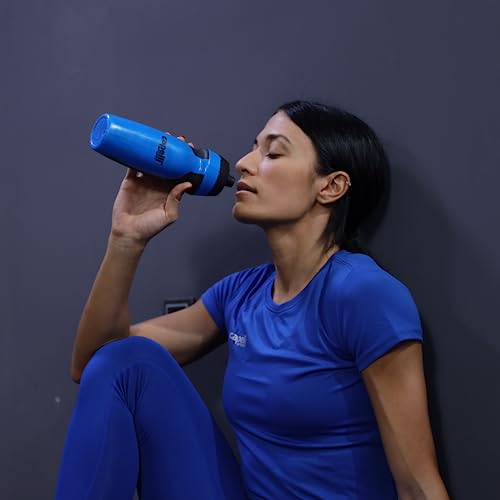 Capelli Sport Sports Water Bottle, Plastic Squeeze Water Bottle with Easy Open Nozzle and Grip Panels, Blue, 18.5oz - color: Blue