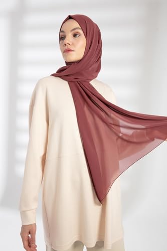 Chiffon Hijab Scarf For Women - Made in Turkiye - color: Dried Rose