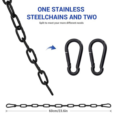 60cm Hanging Chair Chain with 2 Carabiners, 3/16" Capacity Hanging Kits, 330lbs Heavy Duty Hanging Chair Hardware for Lights Plants Hammock Swing Hanging Chair Punching Bags Sandbag Yoga Gym 60cm - size: 60cm/23.6"