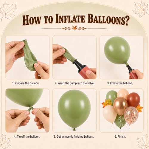 Paready Fall Balloons, 60 Pcs Sage Green Brown for Thanksgiving Party - color: Green Brown