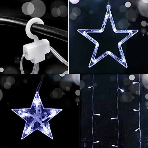 Blingstar Star Curtain Lights - 138 LED 12 Star Lights, 8.2ft Extendable, 8 Modes, Remote, Cool White - color: Cool White