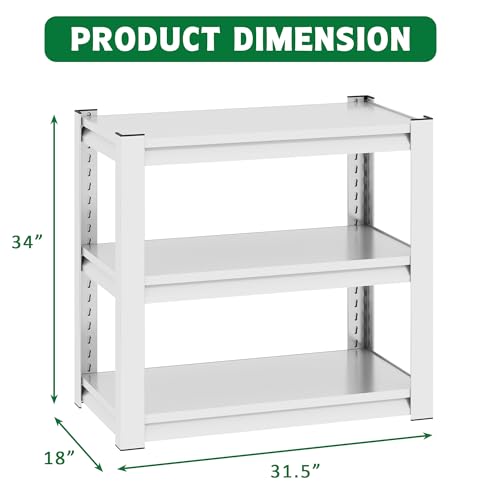 Metal Aquarium Stand with Adjustable 3-Tier Fish Tank Rack Shelf, for Home Office, Fish Tank Not Included(31.5"×18"×34"). (White)